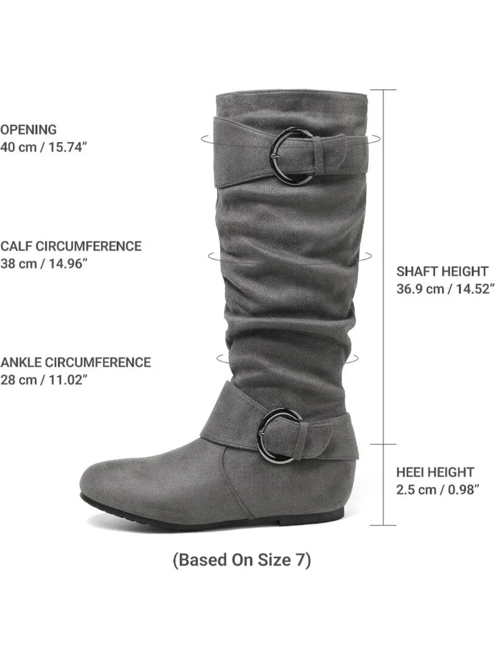 Women's Ura-Grey Faux Suede High Low Hidden Wedge Side Zipper Knee High Boots